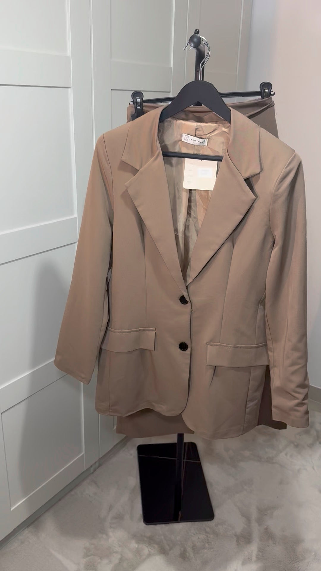 Ensemble tailleur blazer et jupe longue portefeuille à nouer sans fente I Camel