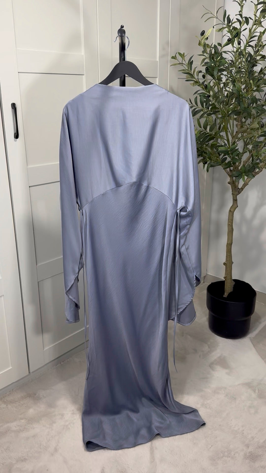 Robe longue ALMA manches longues évasées I Bleu gris